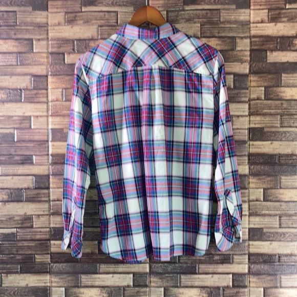Womens Medium Petite Talbots Plaid Button Down Shirt - Picture 2 of 7
